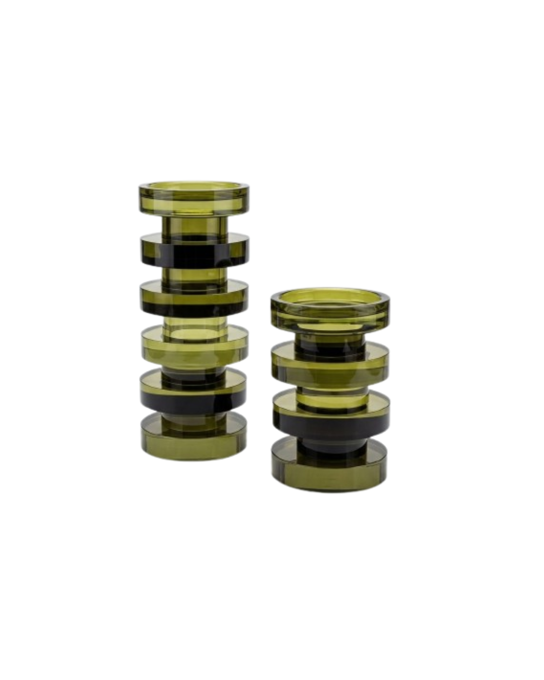 Olive Glass Candle Holders