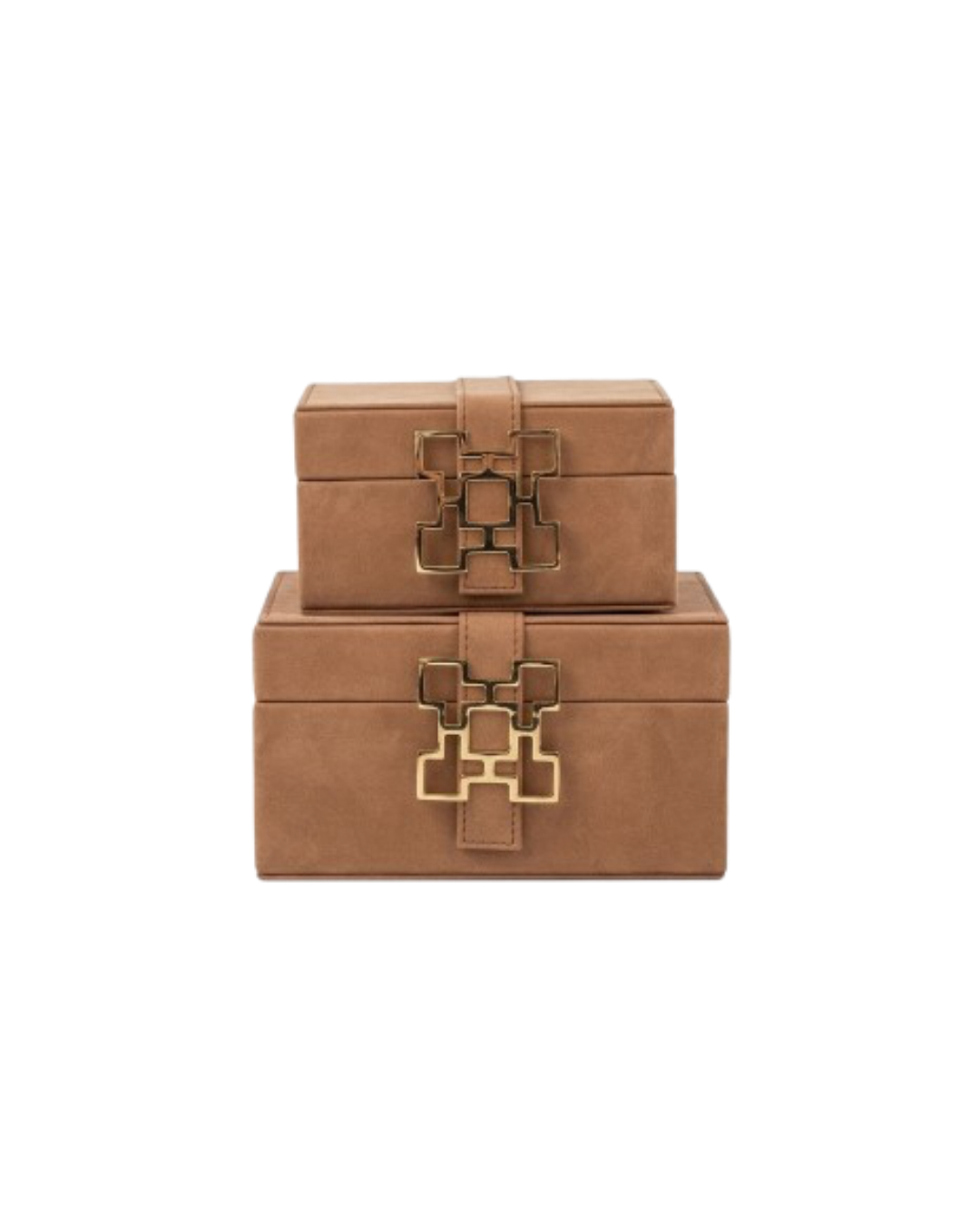 Cognac Faux Leather Box Duo