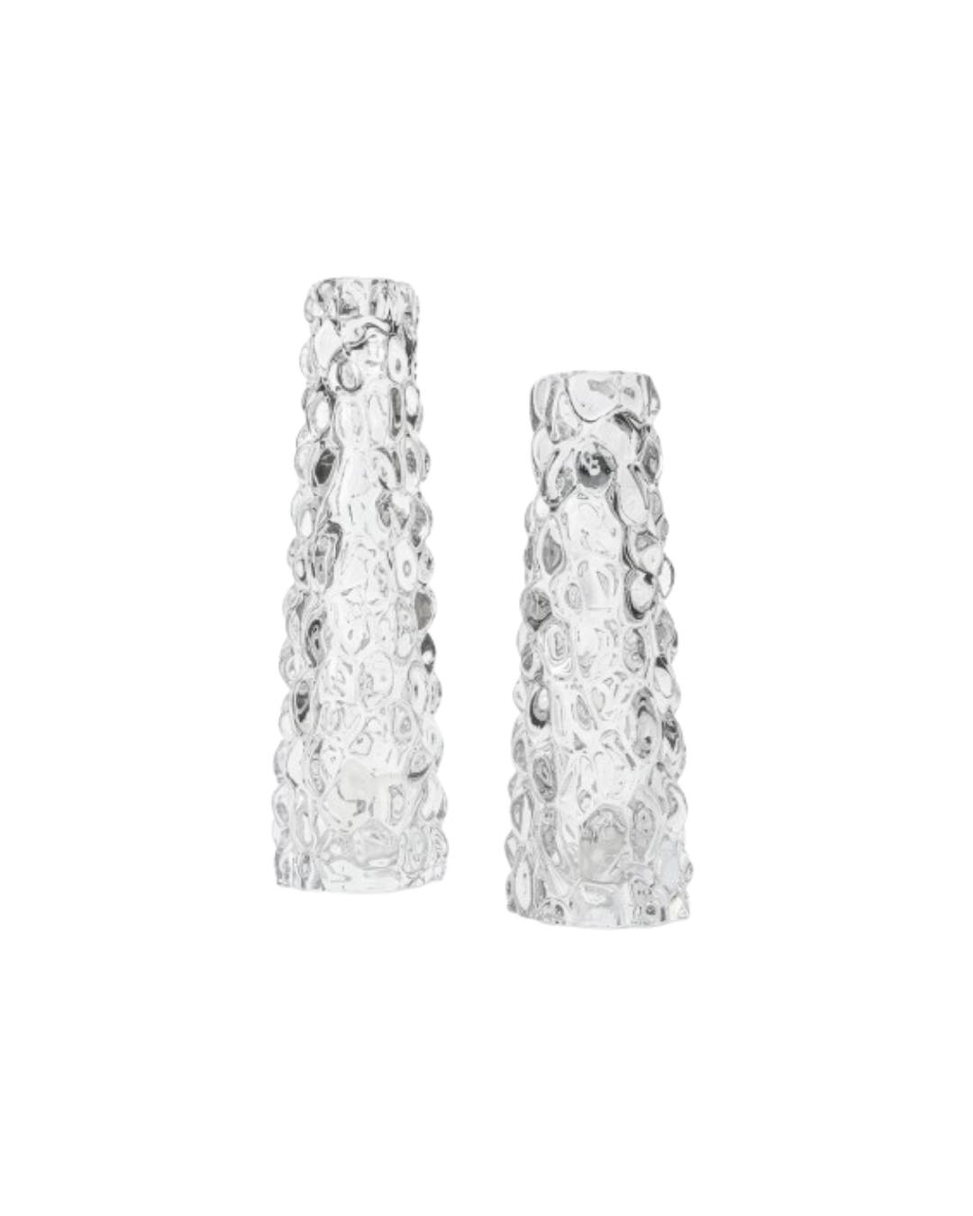 Textured Glass Candle Holder Set