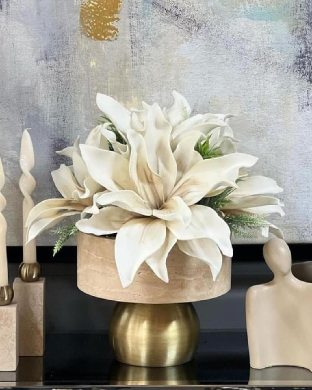 Travertine Solstice Bowl Vase