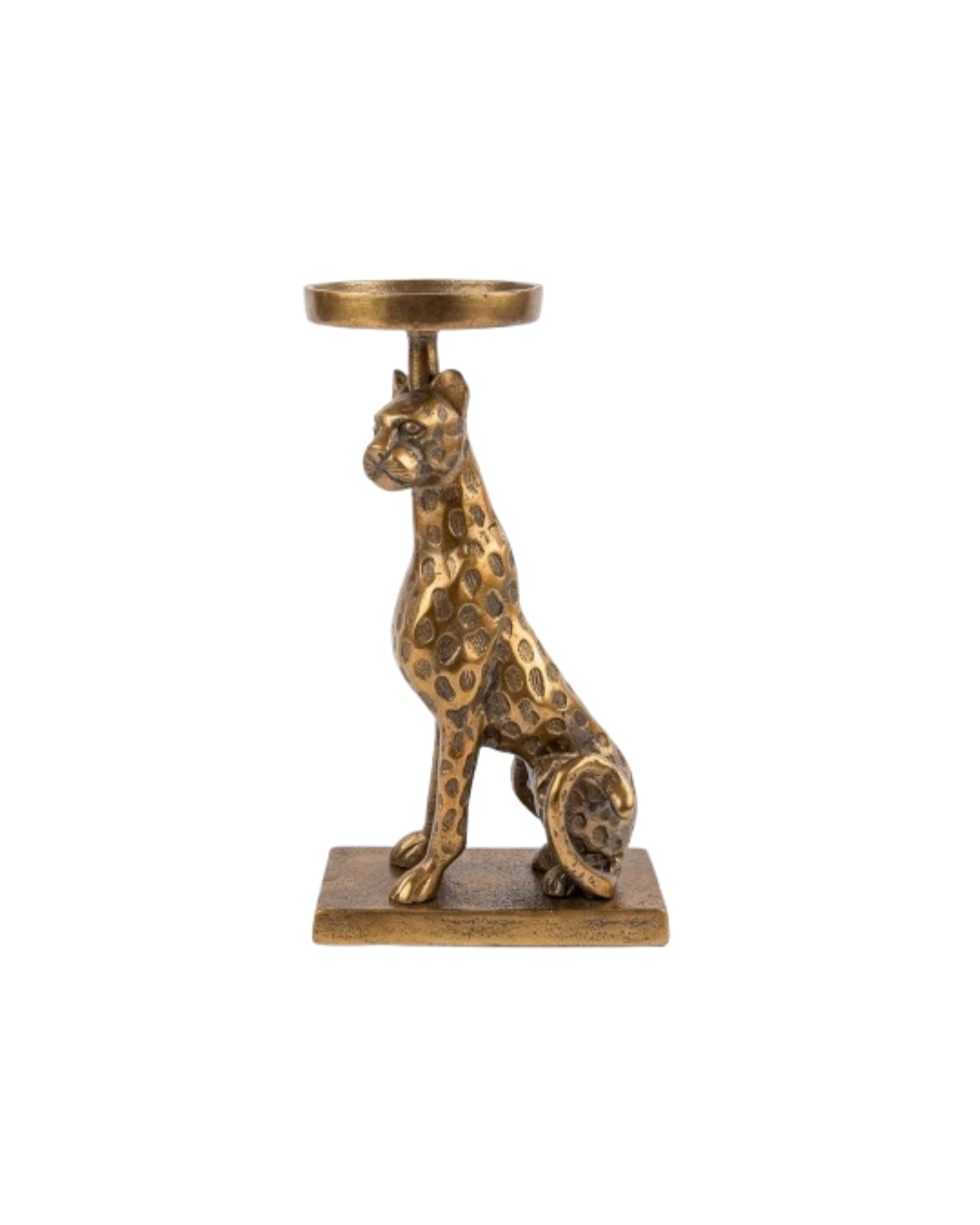 Sculptural Bronze Leopard Candle Holder