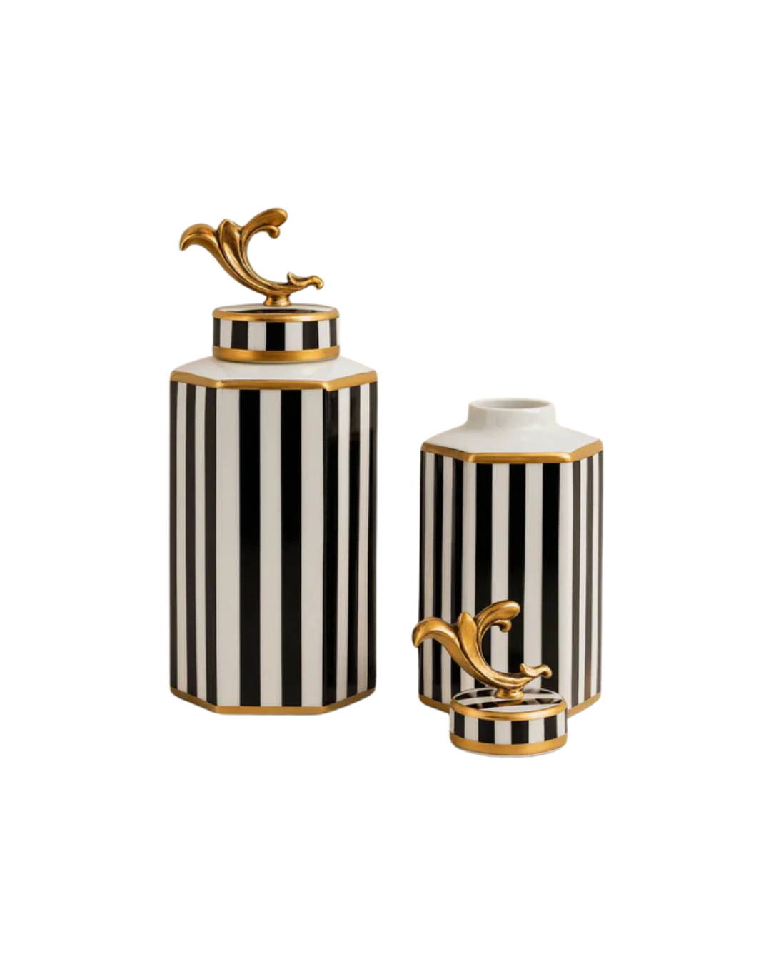 Zebra Luxe Vases with Gold Accents