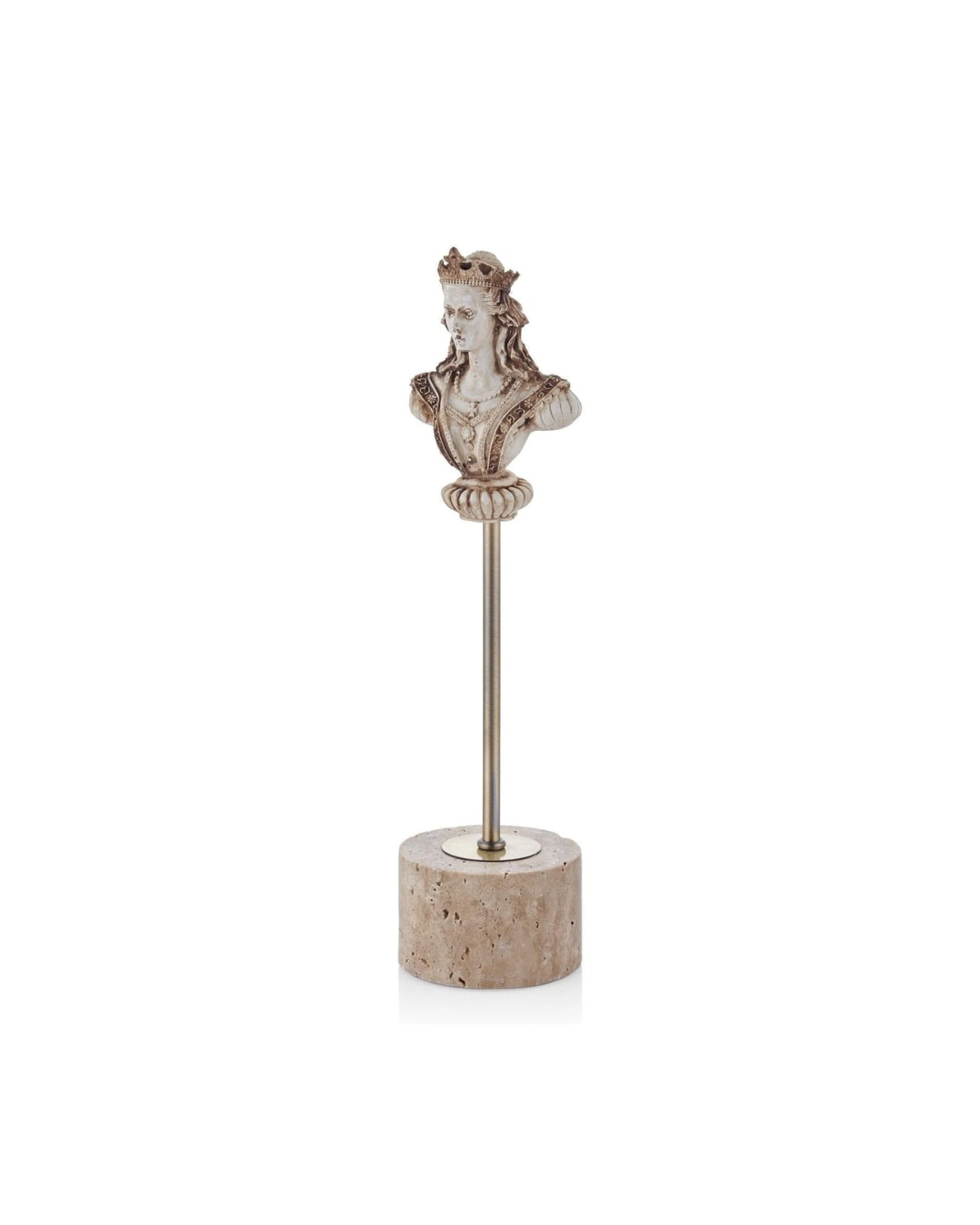 Classical Bust Sculpture on Travertine Pedestal