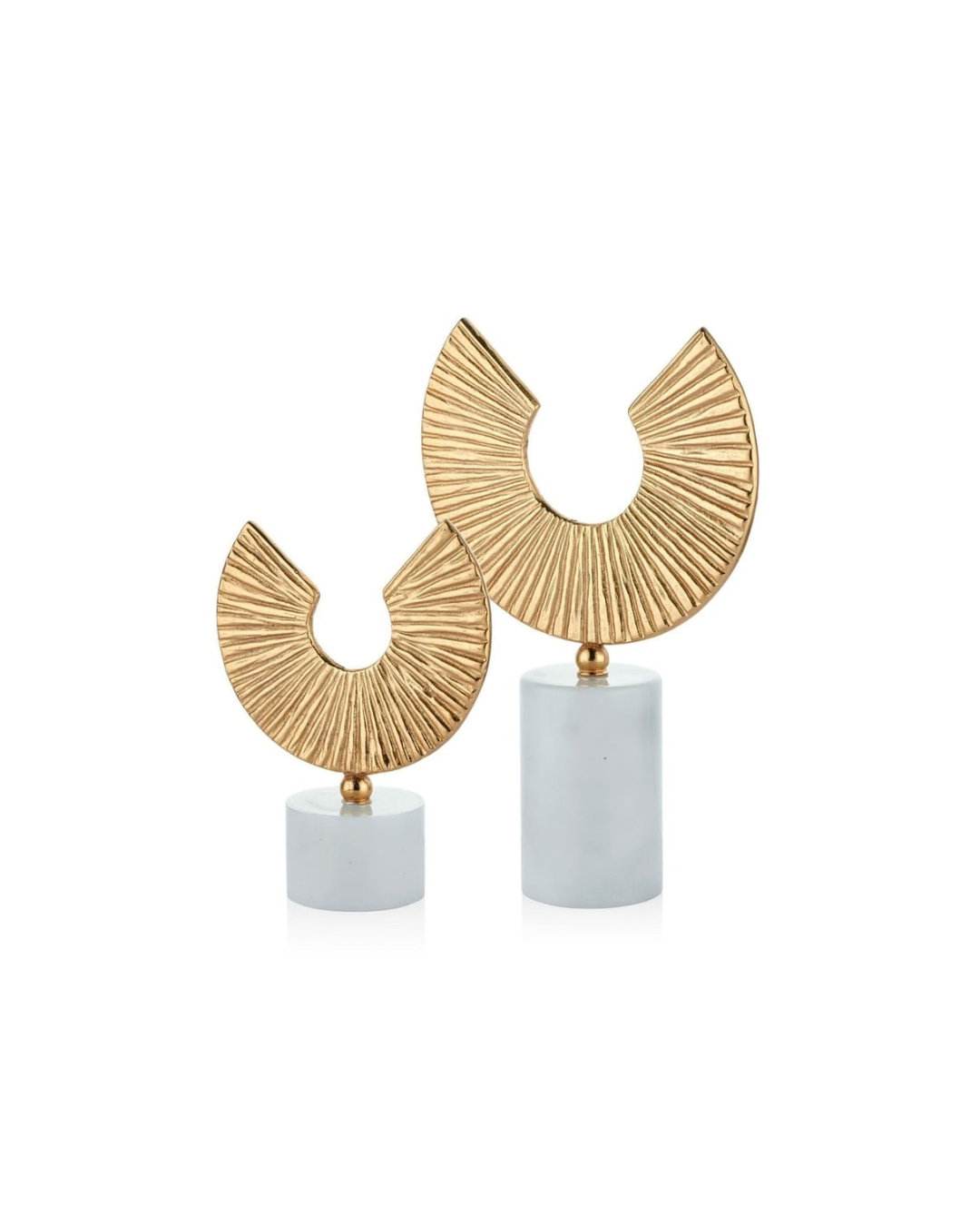 Modern Semi-Circle Ribbed Gold Figurines